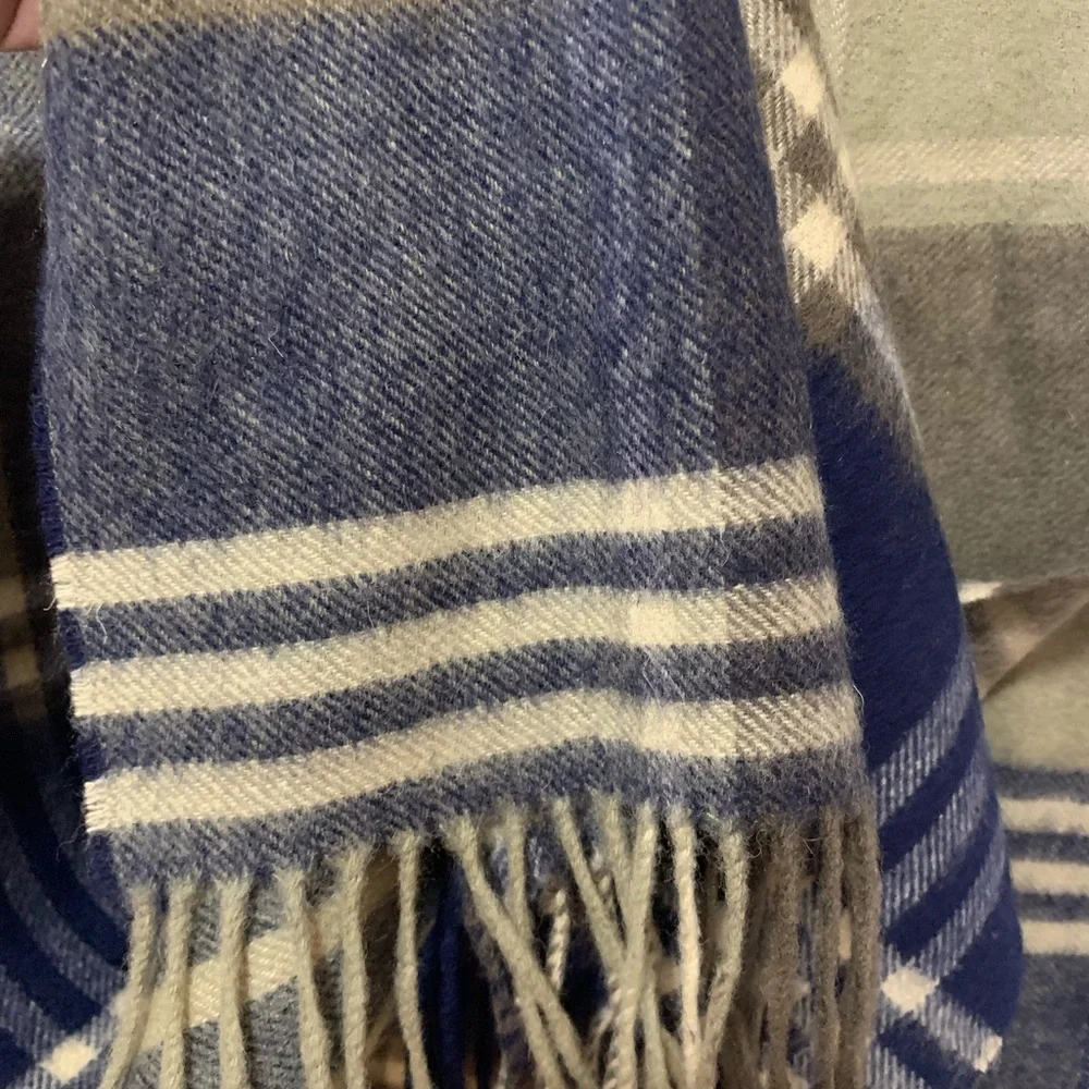 Barbour Cashmere Scarf Grey Midnight Tartan
